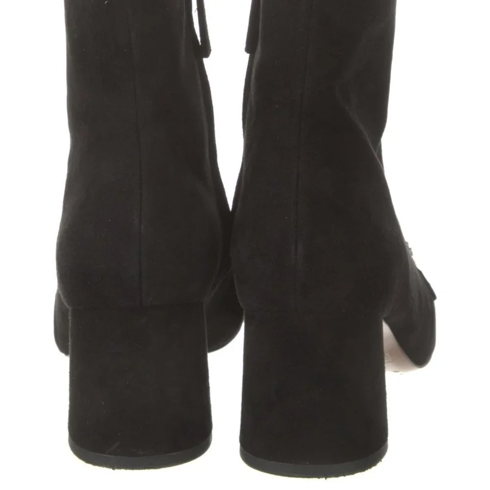 MARC JACOBS Jeweled Embellished Chain Suede Ankle Block Heel Black Booties 7 37